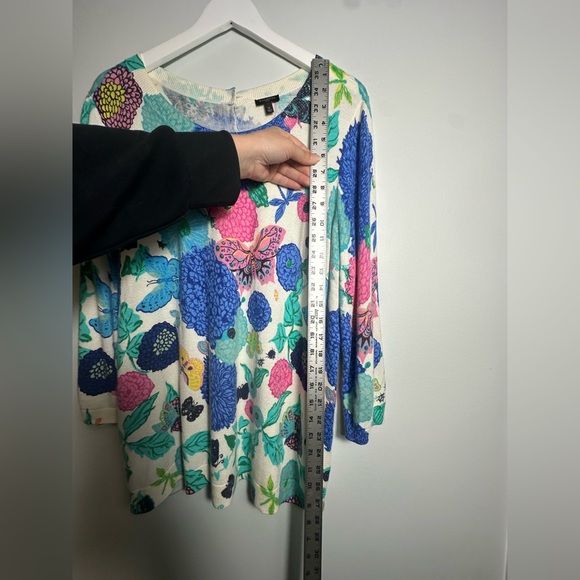 Talbots Soft Knit Butterflies Floral Back Button Up Cardigan Colorful Size 1X - Picture 11 of 14